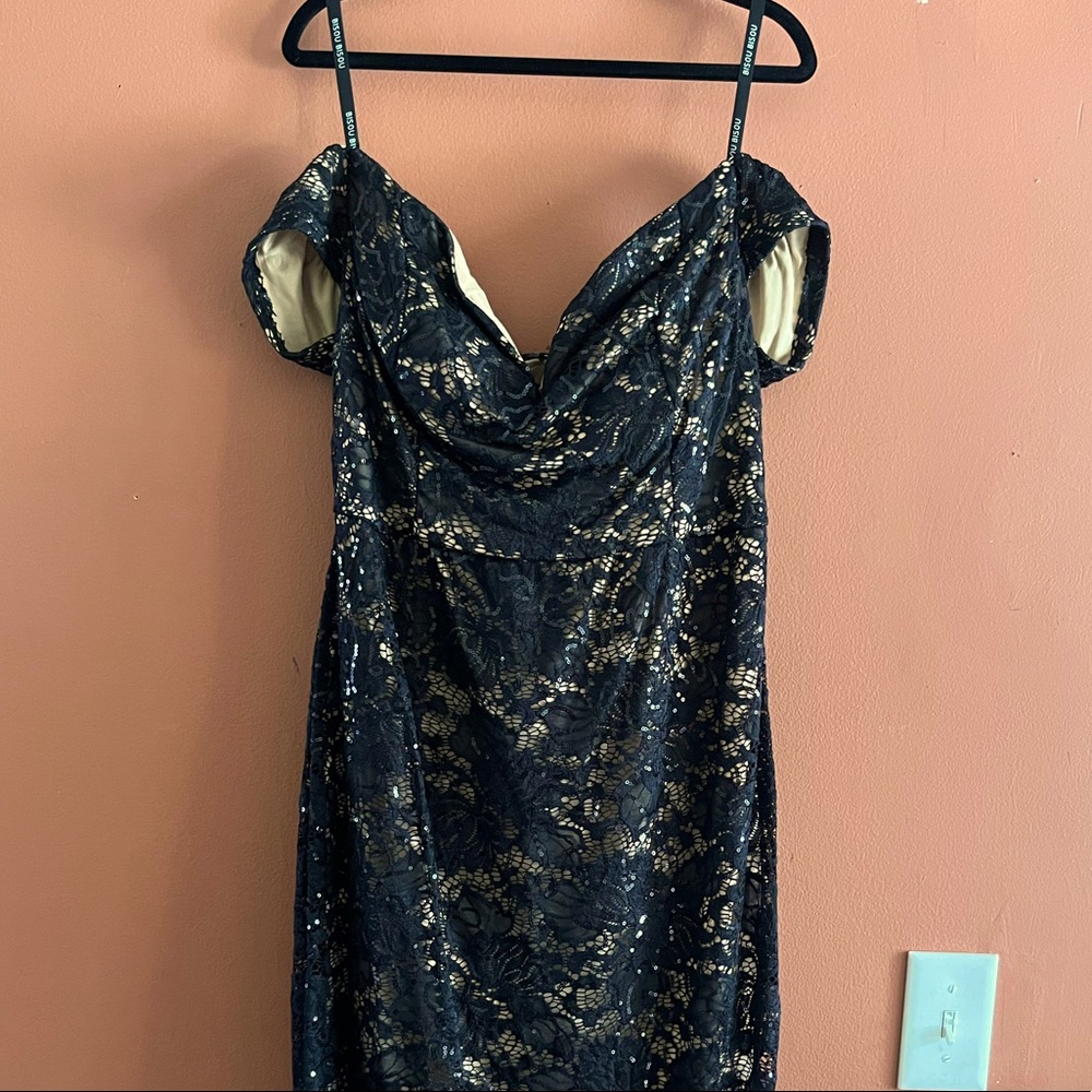 Bisou Bisou Black Lace Off Shoulder Dress